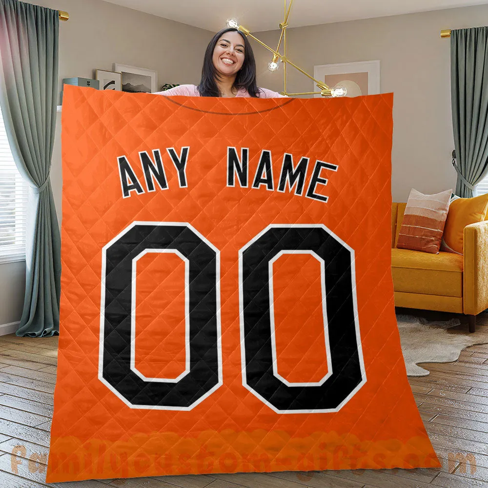 Custom Premium Quilt Blanket Baltimore Jersey Baseball  Personalized Quilt Gifts for Her & Him