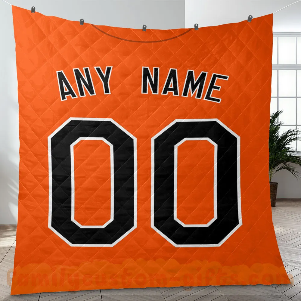 Custom Premium Quilt Blanket Baltimore Jersey Baseball  Personalized Quilt Gifts for Her & Him