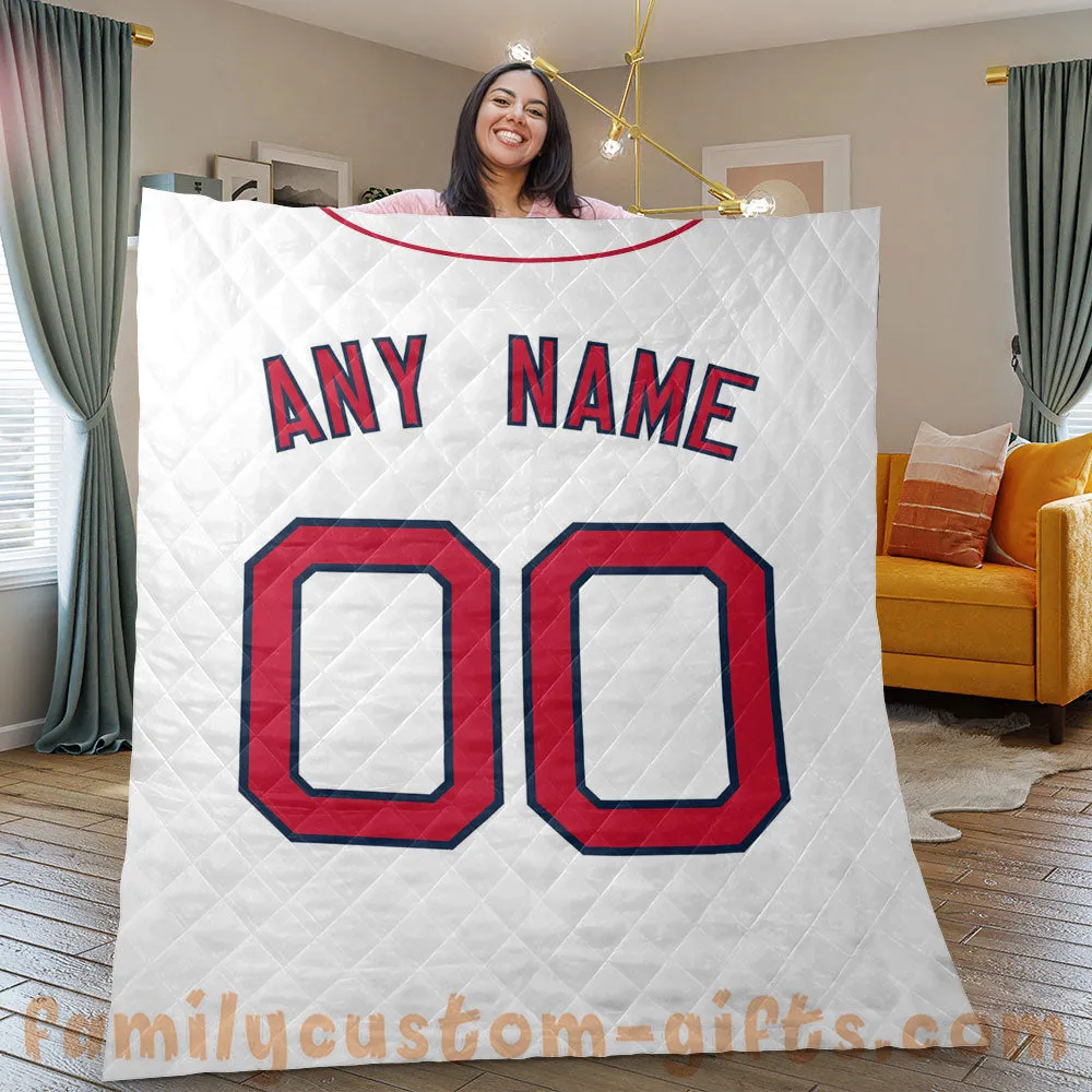 Custom Premium Quilt Blanket Boston Jersey Baseball Personalized Quilt Gifts for Her & Him
