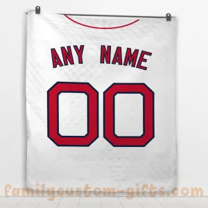 Custom Premium Quilt Blanket Boston Jersey Baseball Personalized Quilt Gifts for Her & Him