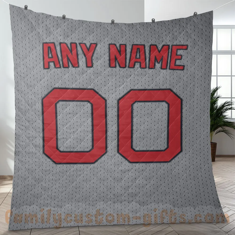 Custom Premium Quilt Blanket Boston Jersey Baseball Personalized Quilt Gifts for Her & Him