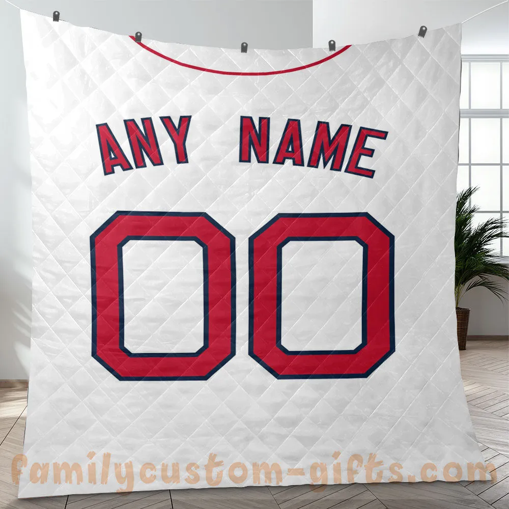 Custom Premium Quilt Blanket Boston Jersey Baseball Personalized Quilt Gifts for Her & Him