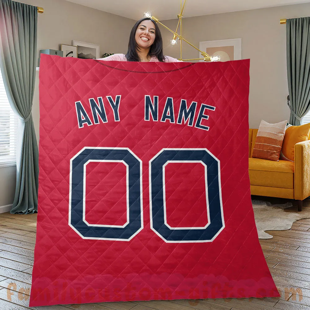 Custom Premium Quilt Blanket Boston Jersey Baseball Personalized Quilt Gifts for Her & Him