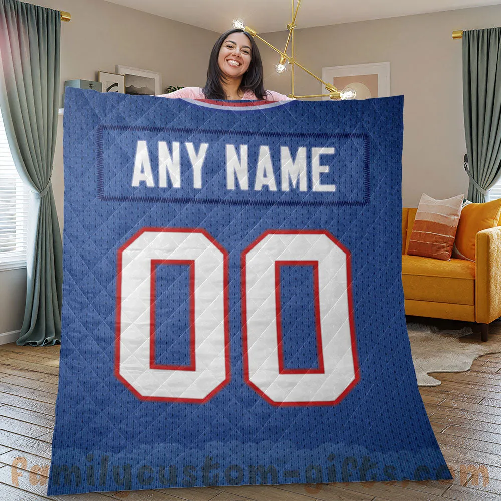 Custom Premium Quilt Blanket Buffalo Jersey American Football Personalized Quilt Gifts for Her & Him