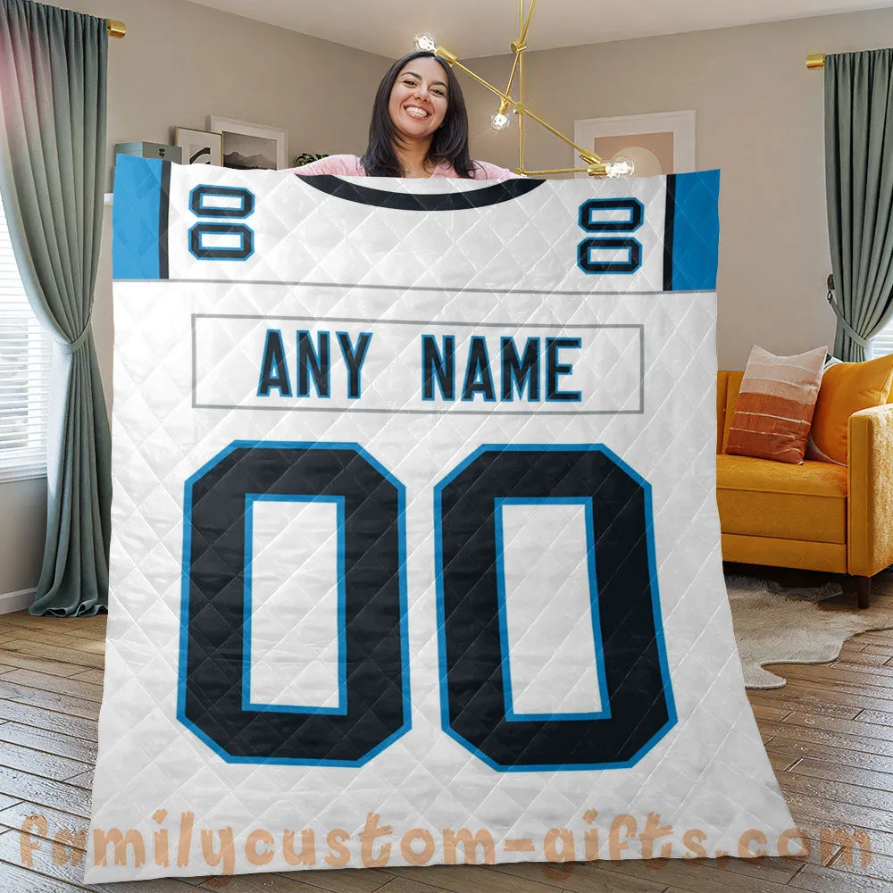 Custom Premium Quilt Blanket Carolina Jersey American Football Personalized Quilt Gifts for Her & Him
