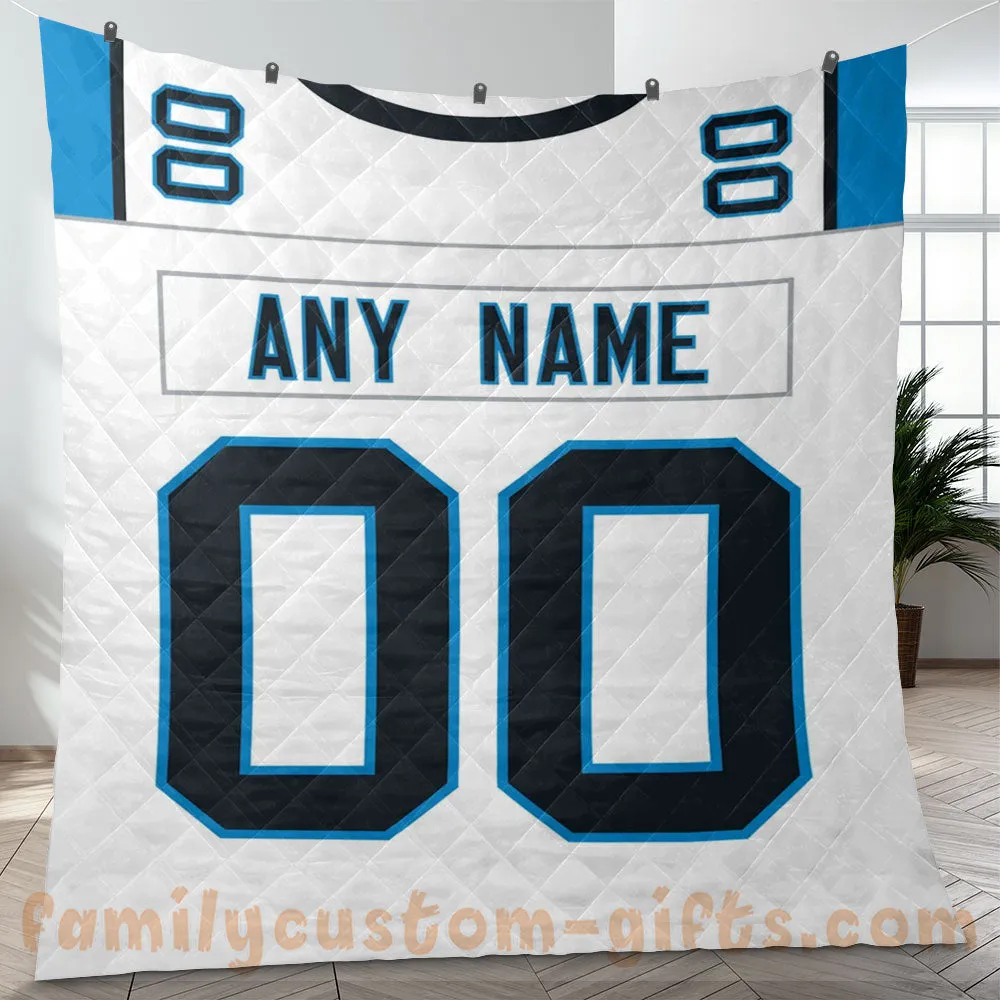 Custom Premium Quilt Blanket Carolina Jersey American Football Personalized Quilt Gifts for Her & Him