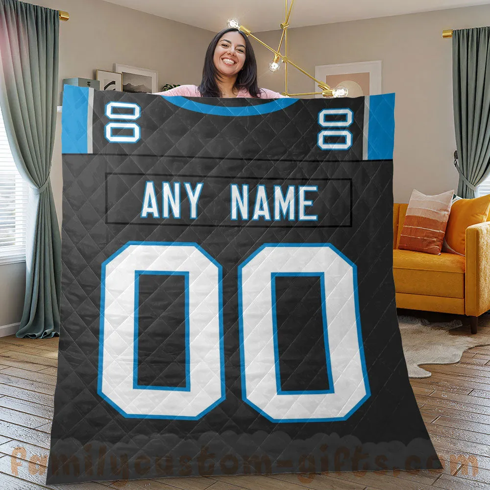 Custom Premium Quilt Blanket Carolina Jersey American Football Personalized Quilt Gifts for Her & Him