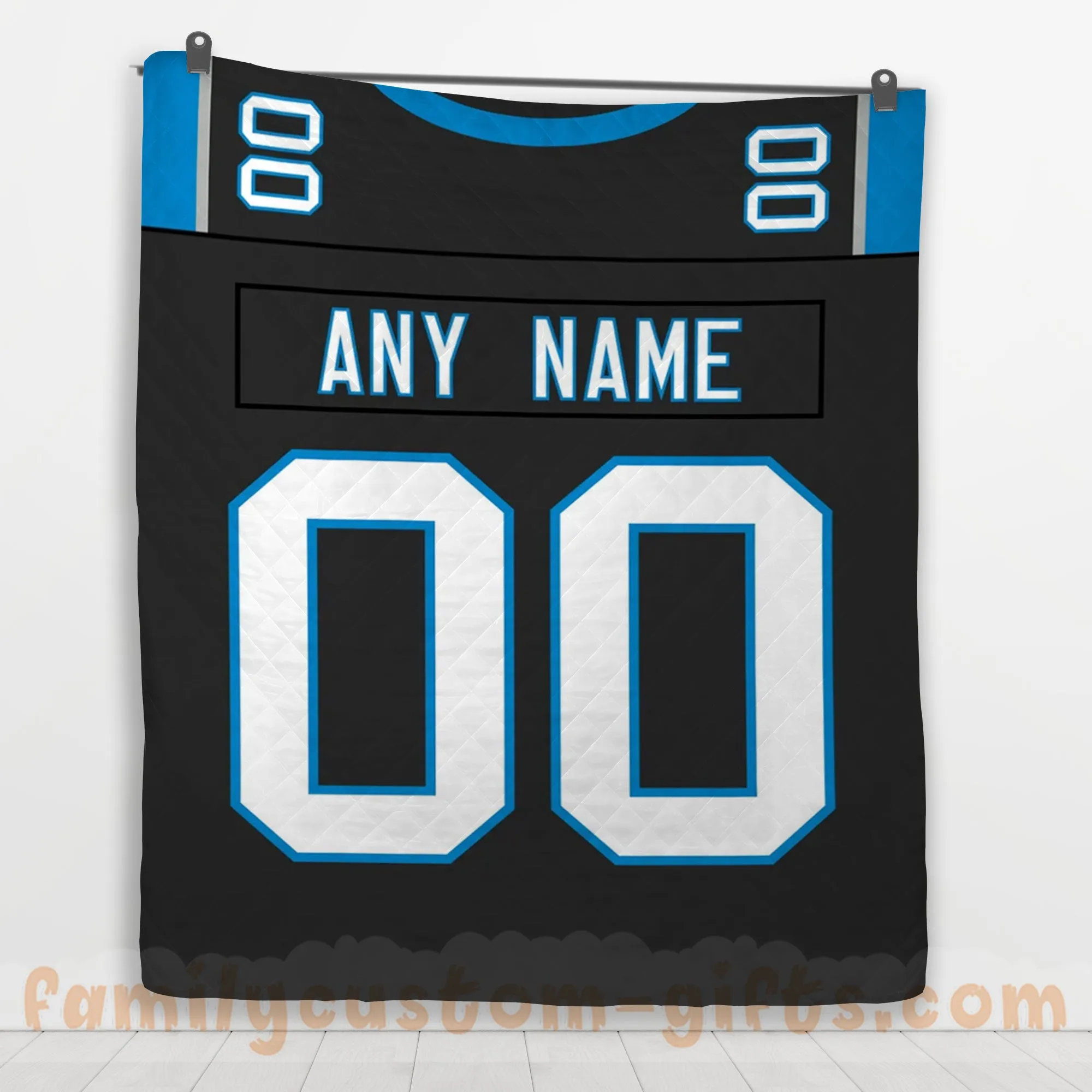 Custom Premium Quilt Blanket Carolina Jersey American Football Personalized Quilt Gifts for Her & Him