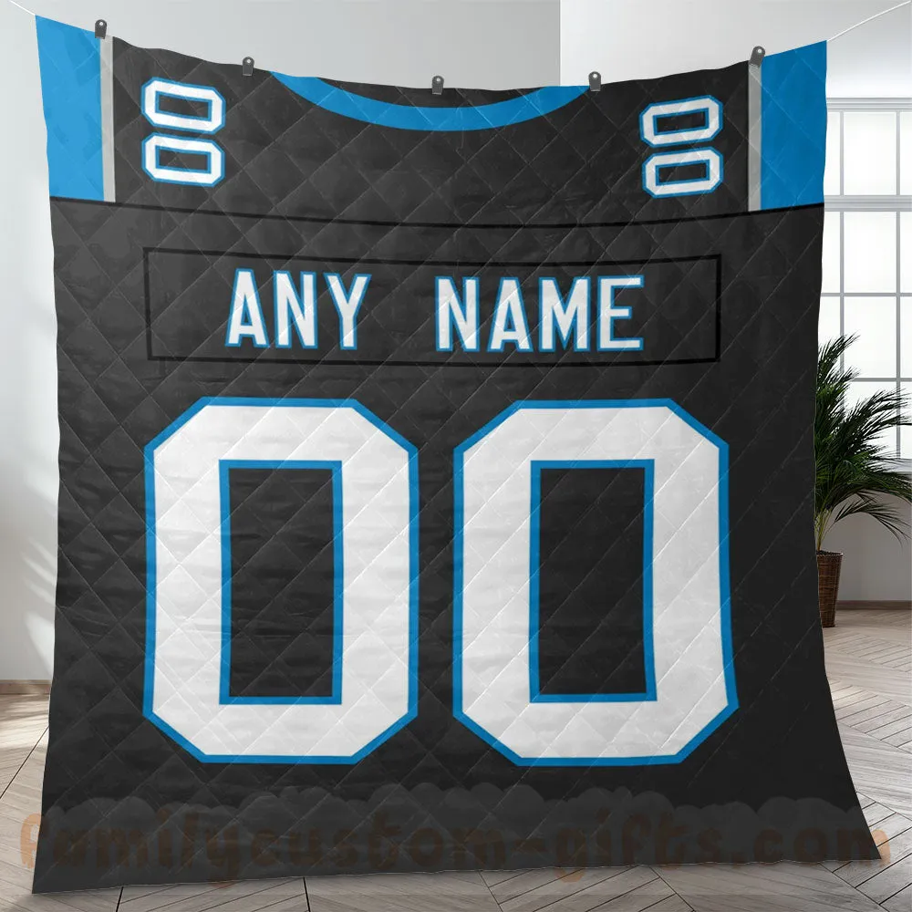 Custom Premium Quilt Blanket Carolina Jersey American Football Personalized Quilt Gifts for Her & Him