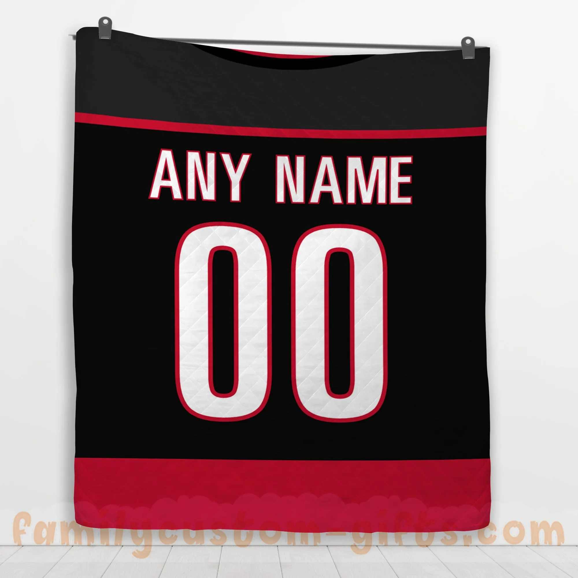Custom Premium Quilt Blanket Carolina Jersey Ice Hockey Personalized Quilt Gifts for Her & Him