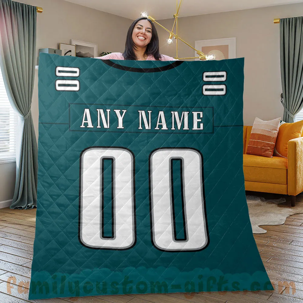 Custom Premium Quilt Blanket Philadelphia Jersey American Football Personalized Quilt Gifts for Her & Him