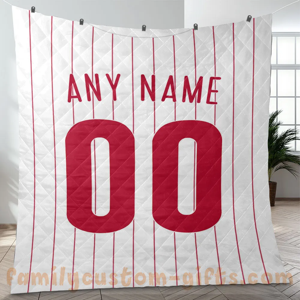 Custom Premium Quilt Blanket Philadelphia Jersey Baseball Personalized Quilt Gifts for Her & Him