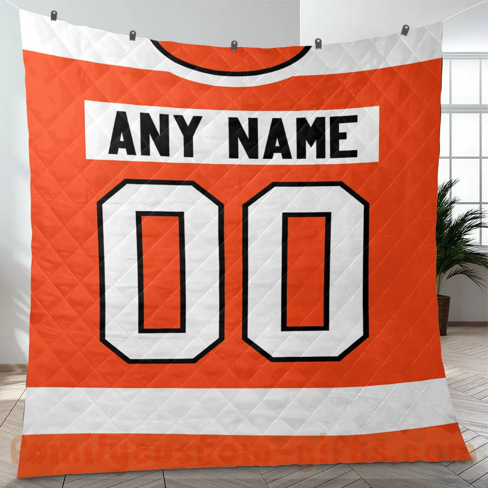 Custom Premium Quilt Blanket Philadelphia Jersey Ice Hockey Personalized Quilt Gifts for Her & Him