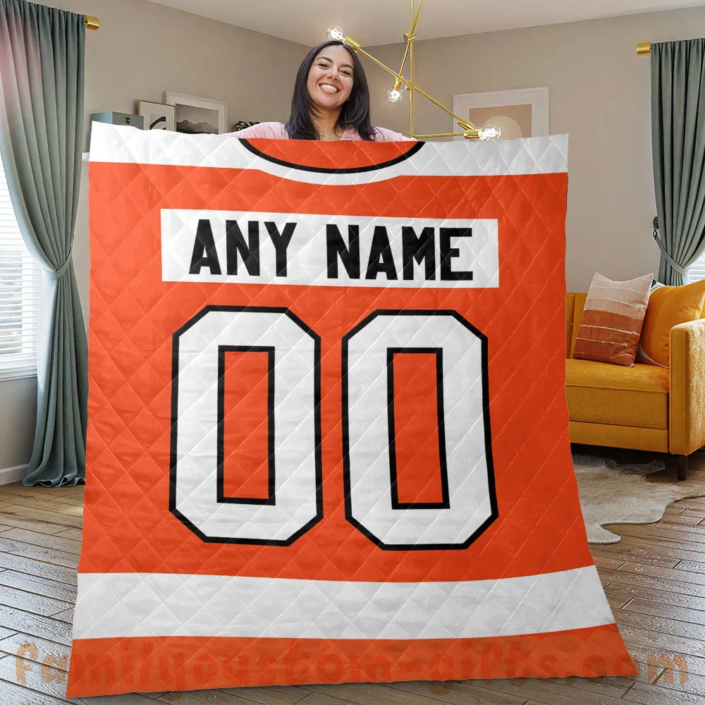 Custom Premium Quilt Blanket Philadelphia Jersey Ice Hockey Personalized Quilt Gifts for Her & Him