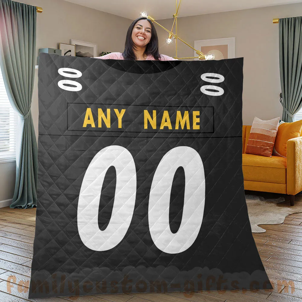 Custom Premium Quilt Blanket Pittsburgh Jersey American Football Personalized Quilt Gifts for Her & Him