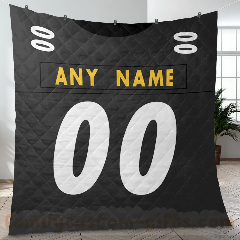 Custom Premium Quilt Blanket Pittsburgh Jersey American Football Personalized Quilt Gifts for Her & Him