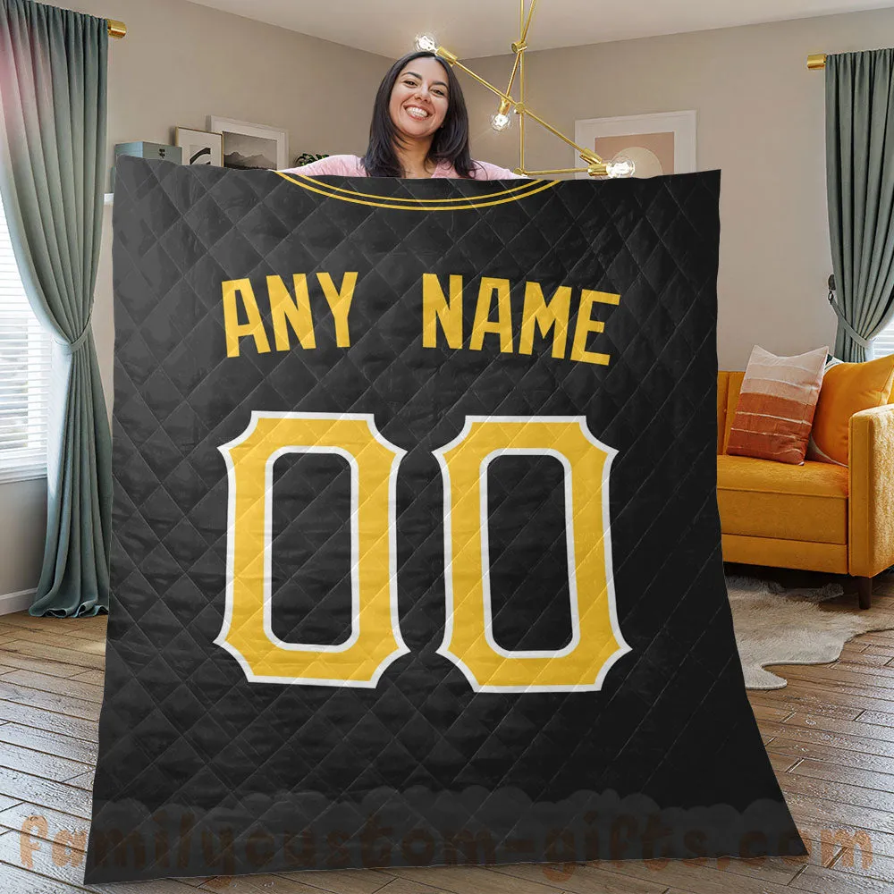 Custom Premium Quilt Blanket Pittsburgh Jersey Baseball Personalized Quilt Gifts for Her & Him