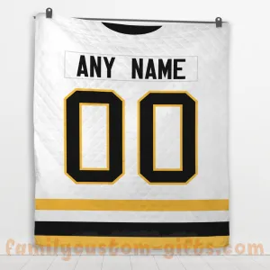 Custom Premium Quilt Blanket Pittsburgh Jersey Ice Hockey Personalized Quilt Gifts for Her & Him