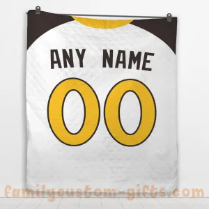 Custom Premium Quilt Blanket San Diego Jersey Baseball Personalized Quilt Gifts for Her & Him
