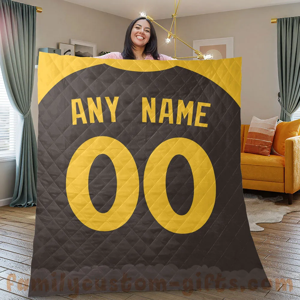 Custom Premium Quilt Blanket San Diego Jersey Baseball Personalized Quilt Gifts for Her & Him