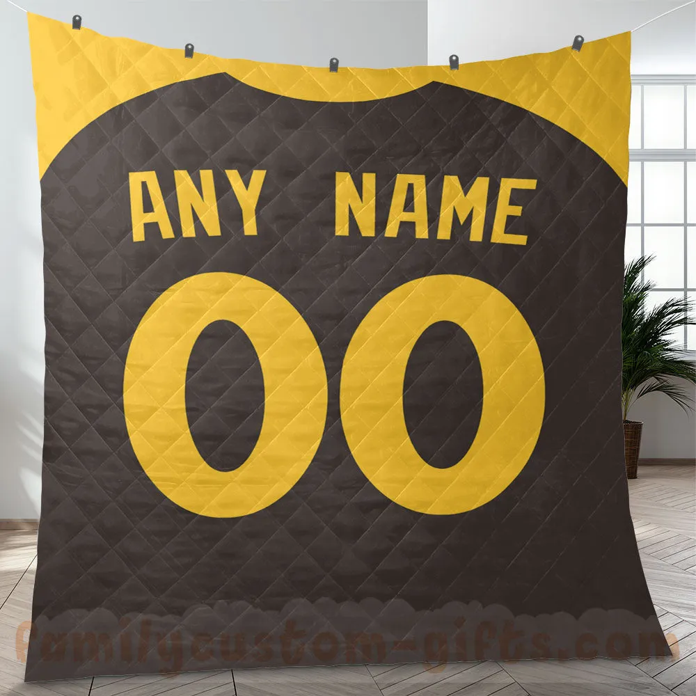 Custom Premium Quilt Blanket San Diego Jersey Baseball Personalized Quilt Gifts for Her & Him