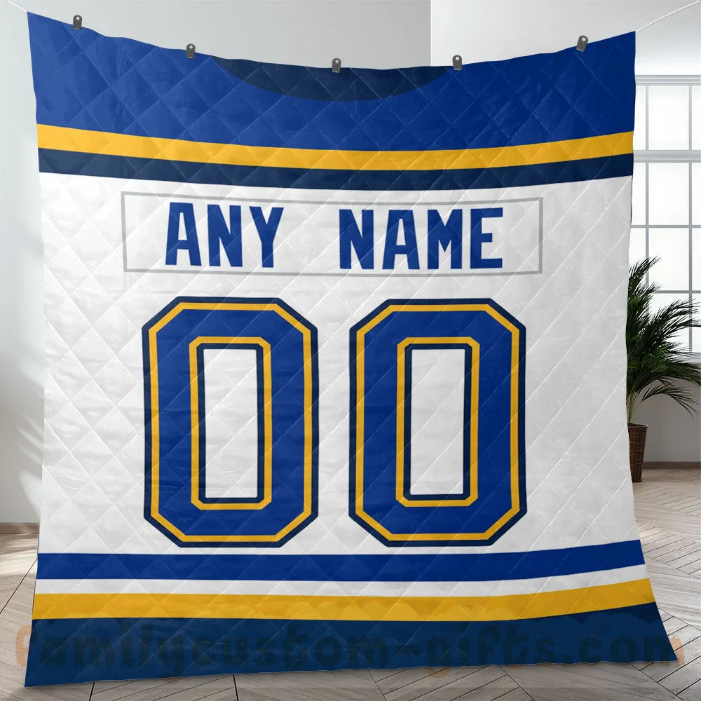 Custom Premium Quilt Blanket St. Louis Jersey Ice Hockey Personalized Quilt Gifts for Her & Him