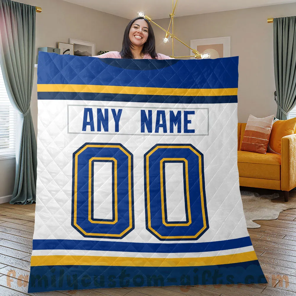 Custom Premium Quilt Blanket St. Louis Jersey Ice Hockey Personalized Quilt Gifts for Her & Him