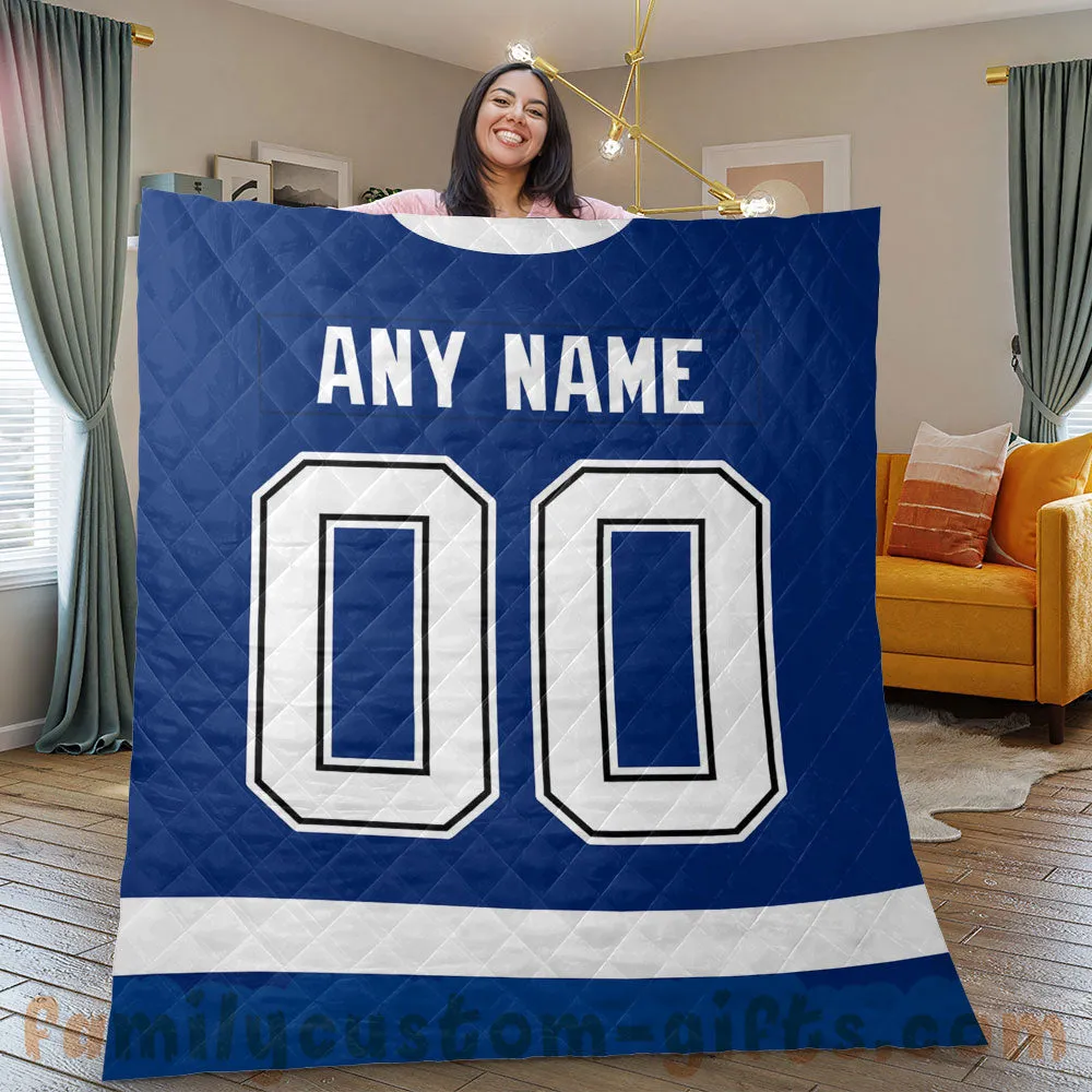 Custom Premium Quilt Blanket Tampa Bay Jersey Ice Hockey Personalized Quilt Gifts for Her & Him