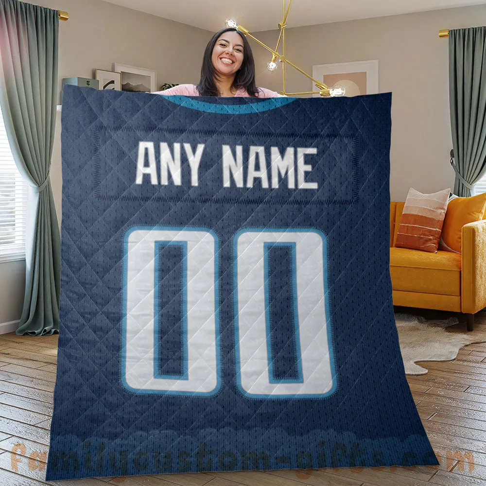 Custom Premium Quilt Blanket Tennessee Jersey American Football Personalized Quilt Gifts for Her & Him