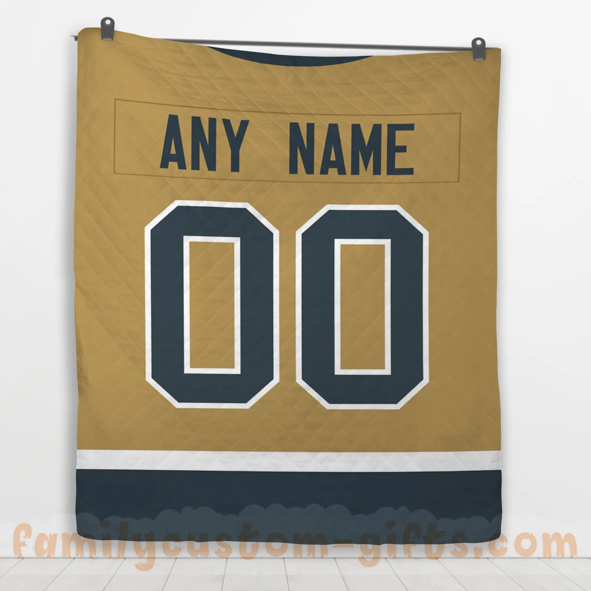 Custom Premium Quilt Blanket Vegas Jersey Ice Hockey Personalized Quilt Gifts for Her & Him