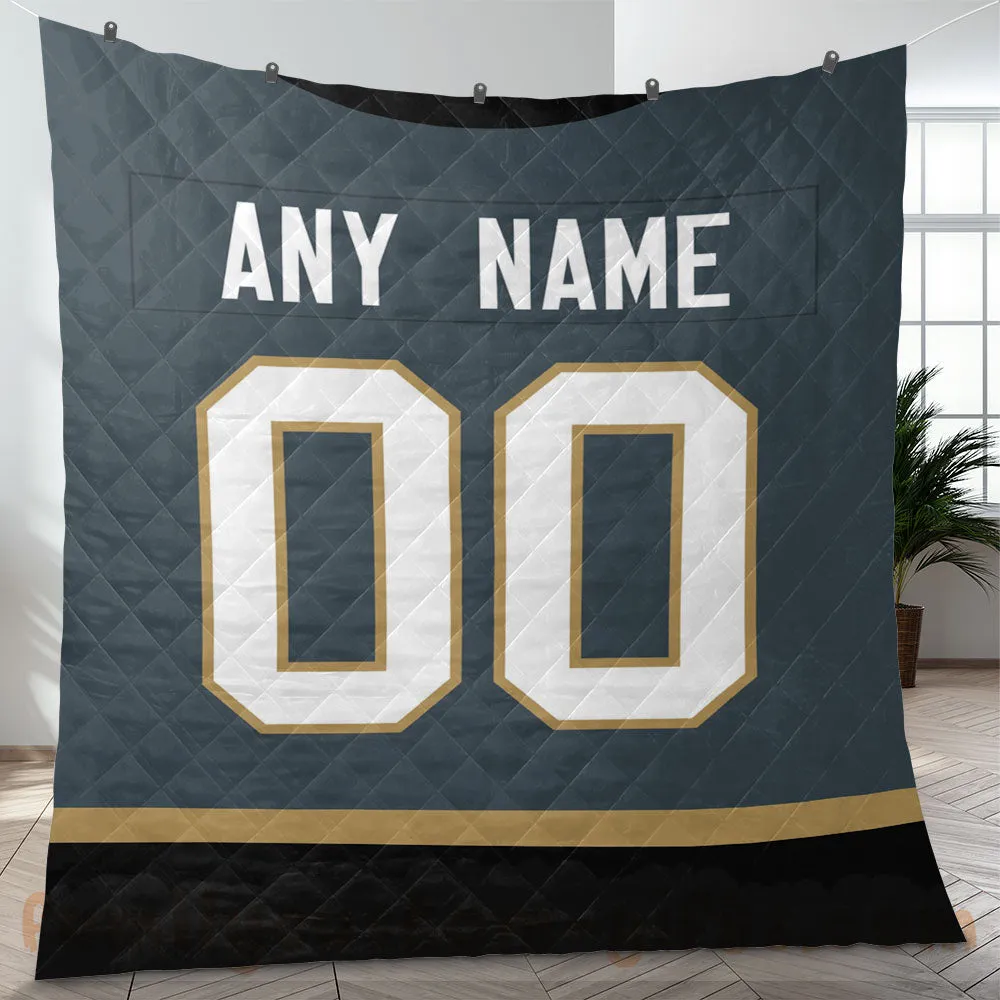 Custom Premium Quilt Blanket Vegas Jersey Ice Hockey Personalized Quilt Gifts for Her & Him