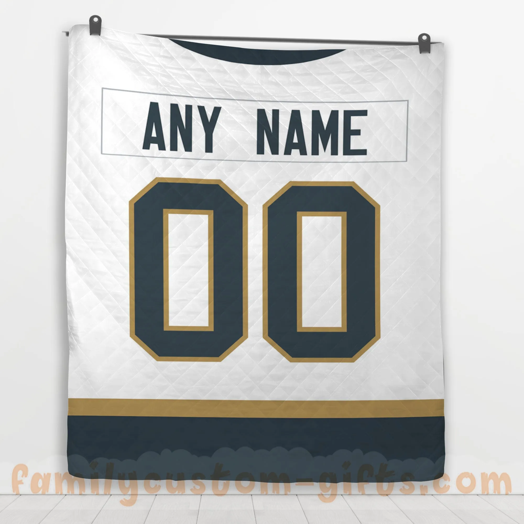 Custom Premium Quilt Blanket Vegas Jersey Ice Hockey Personalized Quilt Gifts for Her & Him