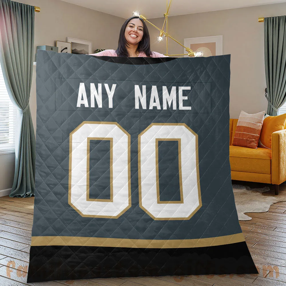 Custom Premium Quilt Blanket Vegas Jersey Ice Hockey Personalized Quilt Gifts for Her & Him