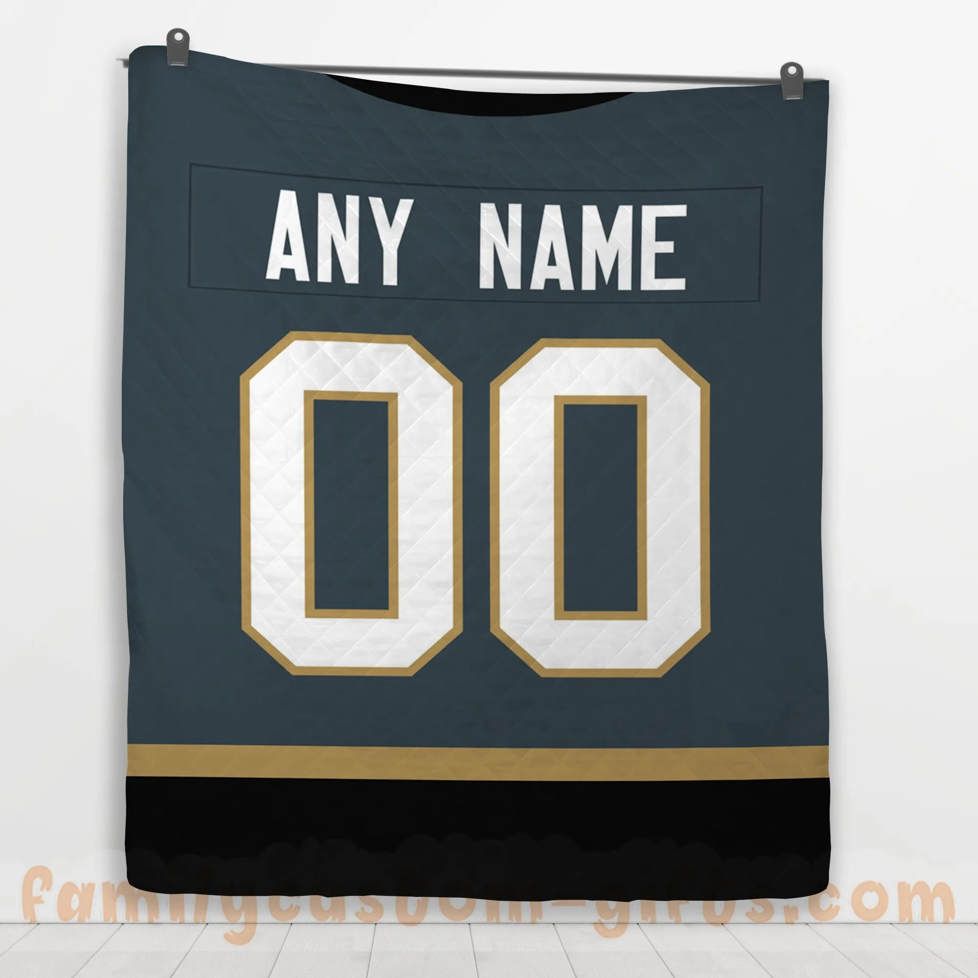 Custom Premium Quilt Blanket Vegas Jersey Ice Hockey Personalized Quilt Gifts for Her & Him