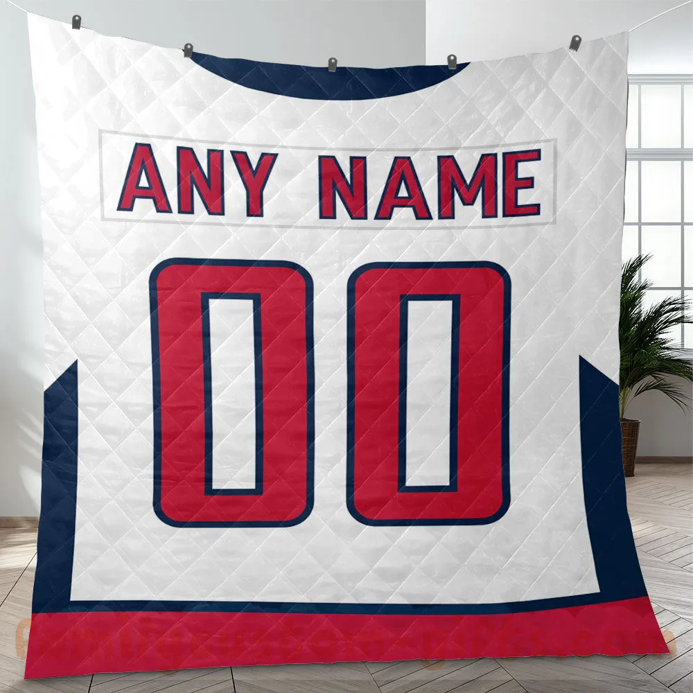 Custom Premium Quilt Blanket Washington Jersey Ice Hockey Personalized Quilt Gifts for Her & Him