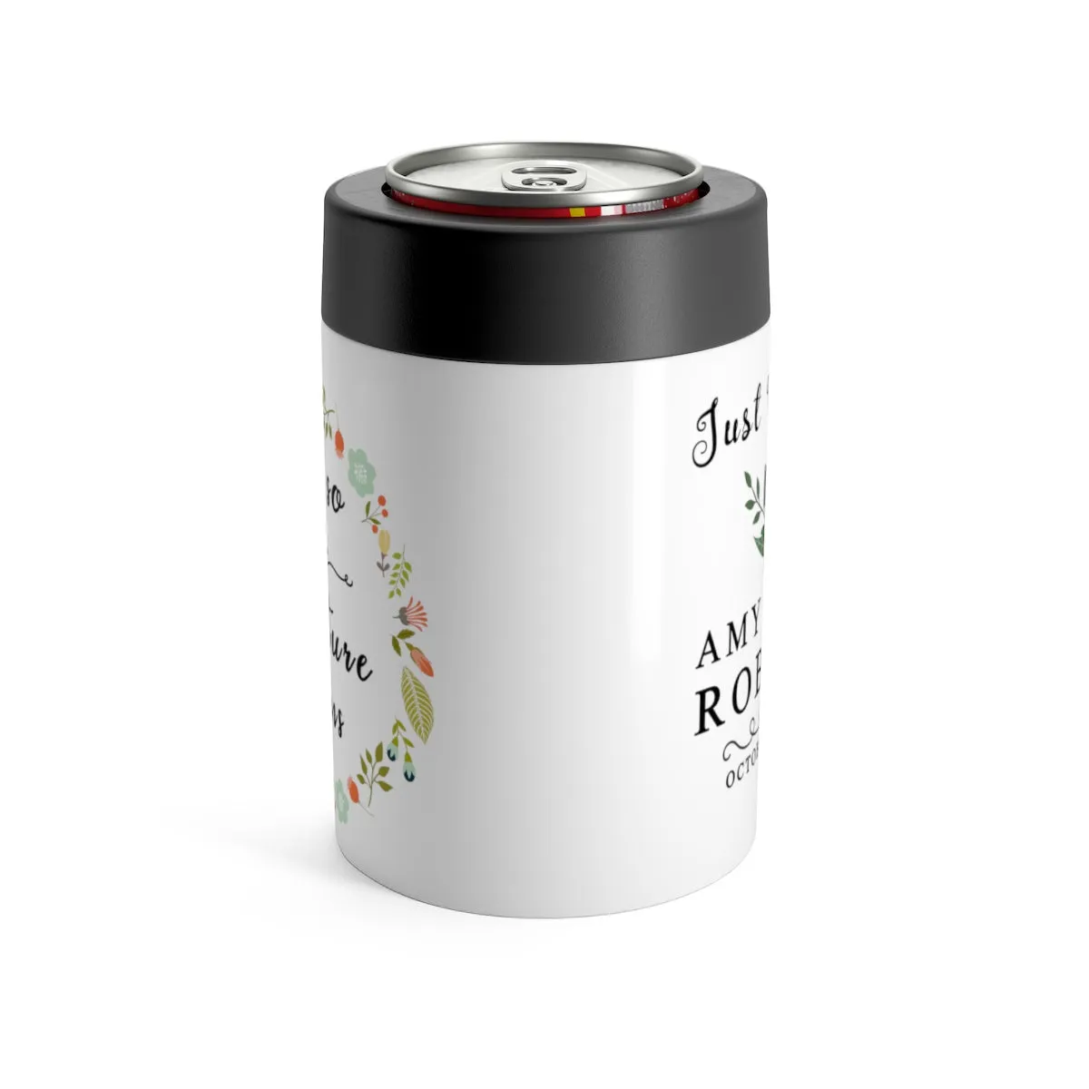 Custom Wedding Can Cooler, Personalized Can Holder - and so the adventure begins