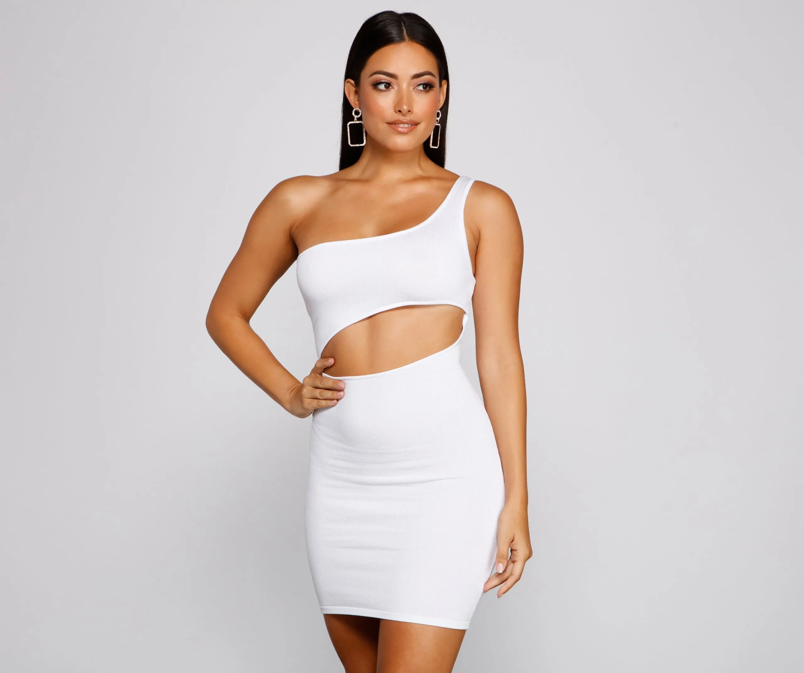 Cut Above The Rest Graceful Ribbed Knit Mini Dress