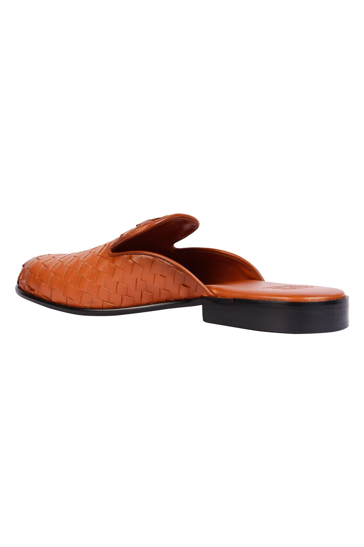 David Tan Weave Mules For Men