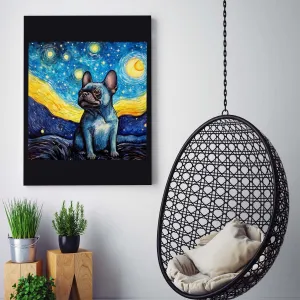 Drawings French Bulldog 03 Van Goh Style Vintage Framed Canvas Prints Wall Art Hanging Home Decor