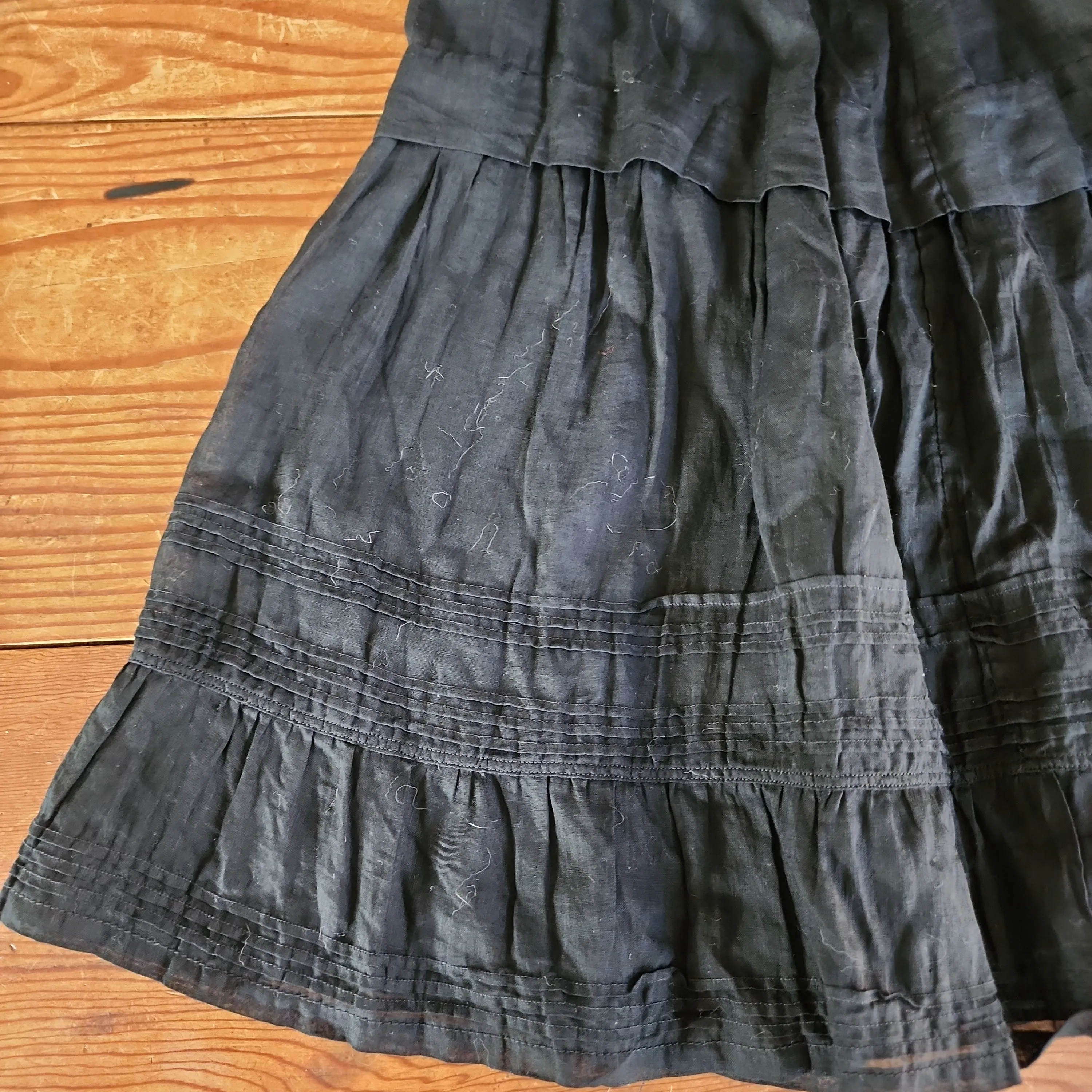 Edwardian Black Slip Dress Button Down Front