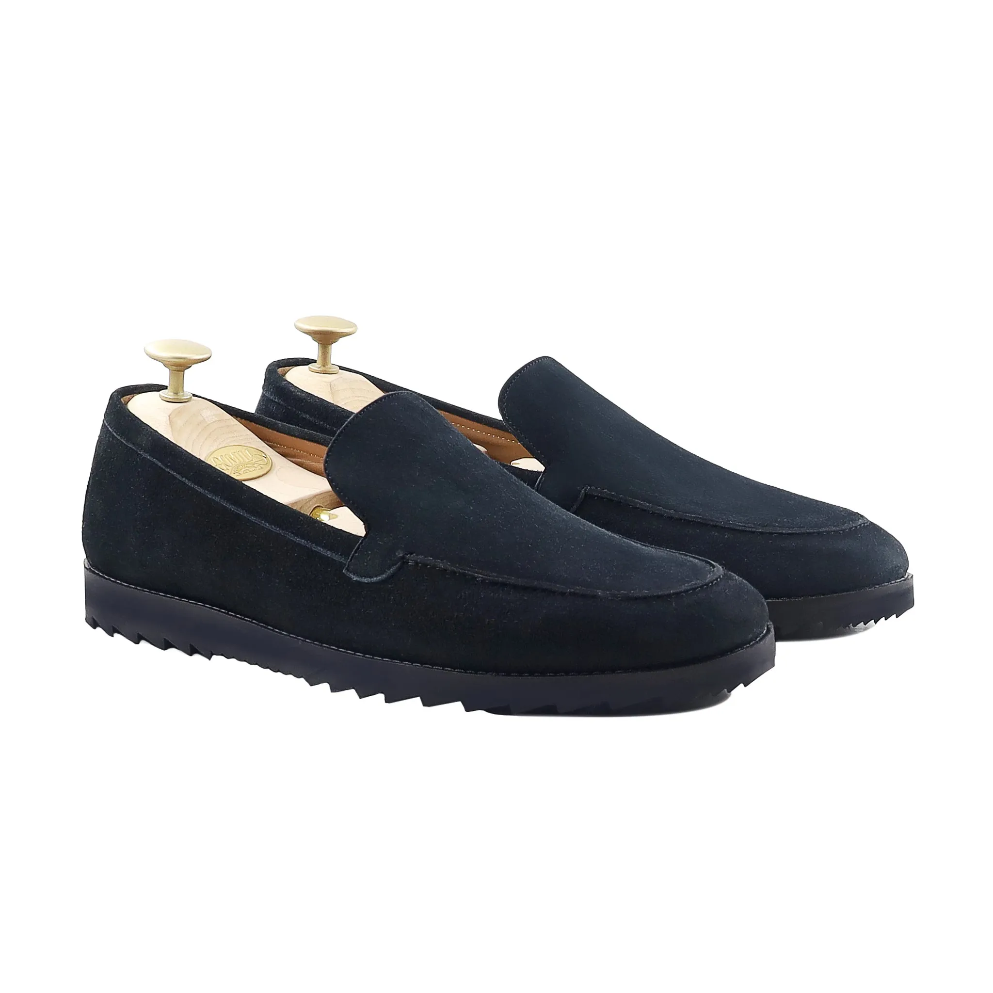Elbert - Men's Navy Blue Kid Suede Loafer