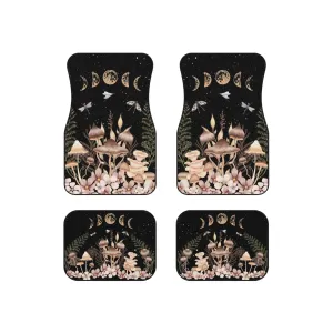 Elegant Mushrooms and Moon Phases Car Floor Mats Set of 4 Front and Back (USA)