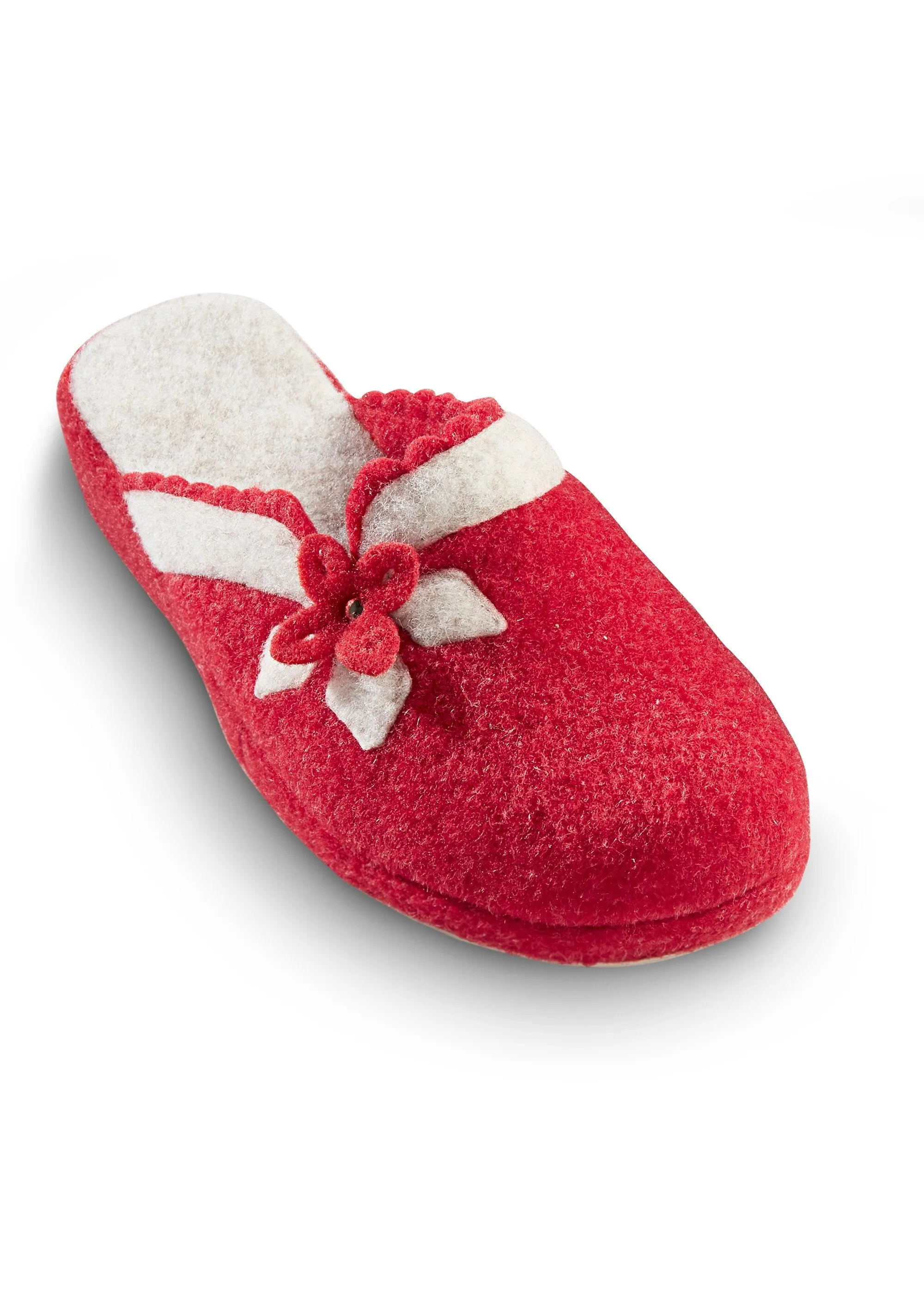 Felt mule with floral application