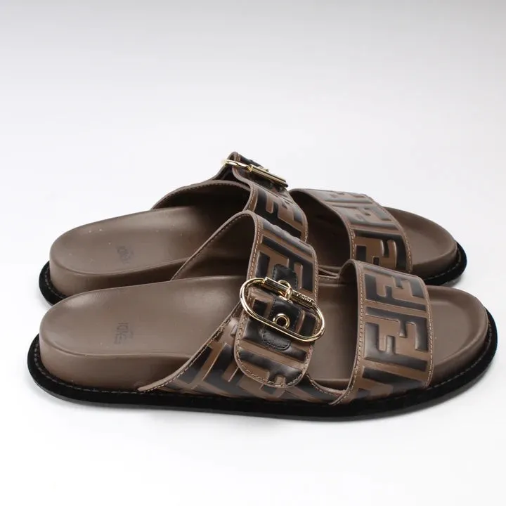FENDI FF DOUBLE STRAP SLIDES SANDALS