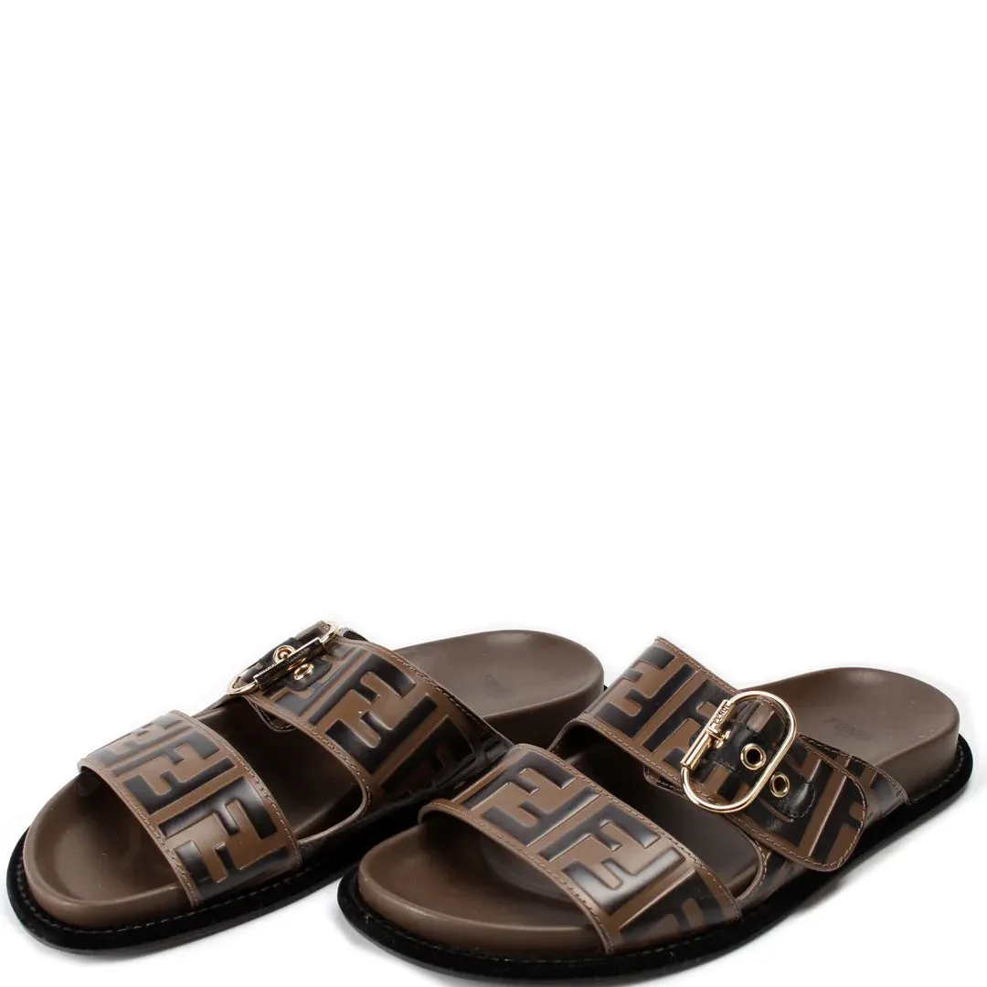 FENDI FF DOUBLE STRAP SLIDES SANDALS