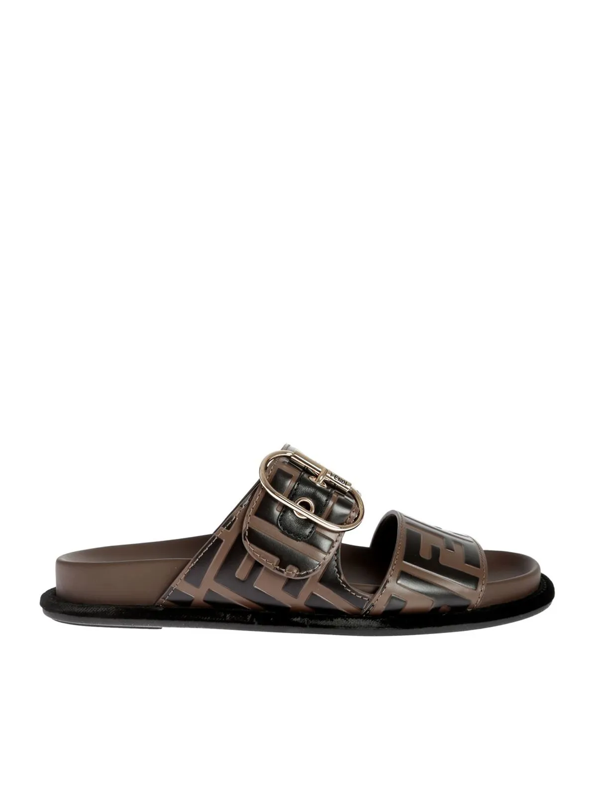 FENDI FF DOUBLE STRAP SLIDES SANDALS