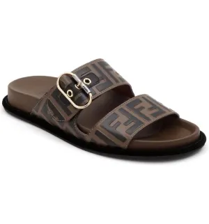 FENDI FF DOUBLE STRAP SLIDES SANDALS
