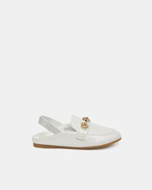 Girls White White Floral Mule