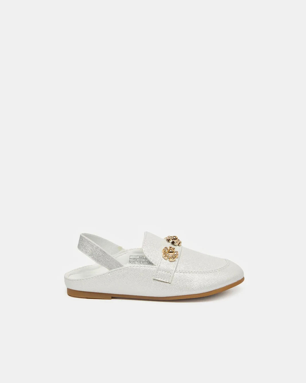 Girls White White Floral Mule