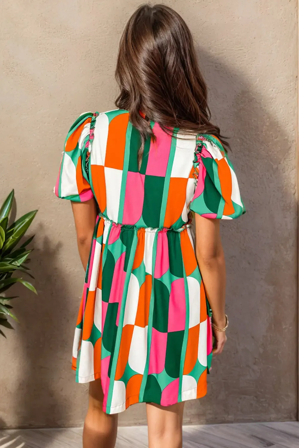 'Giselle' Colour Block Round Neck Short Sleeve Dress